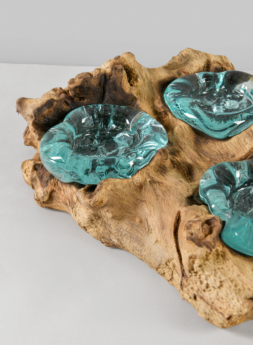 Jakarta Teak Stump With Tea Light Holders Decor Jamaligarden