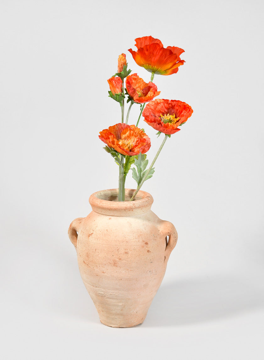 7.5in Tall Tunisian Handmade Crete Urn with Handles Decor Jamaligarden