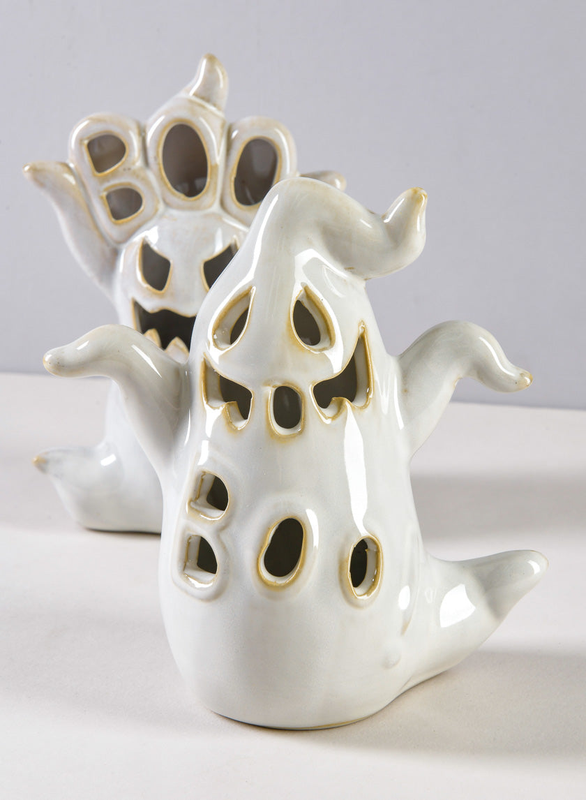 5.25in Tall Spooky Porcelain Mini Ghost With LED Light Decor Jamaligarden