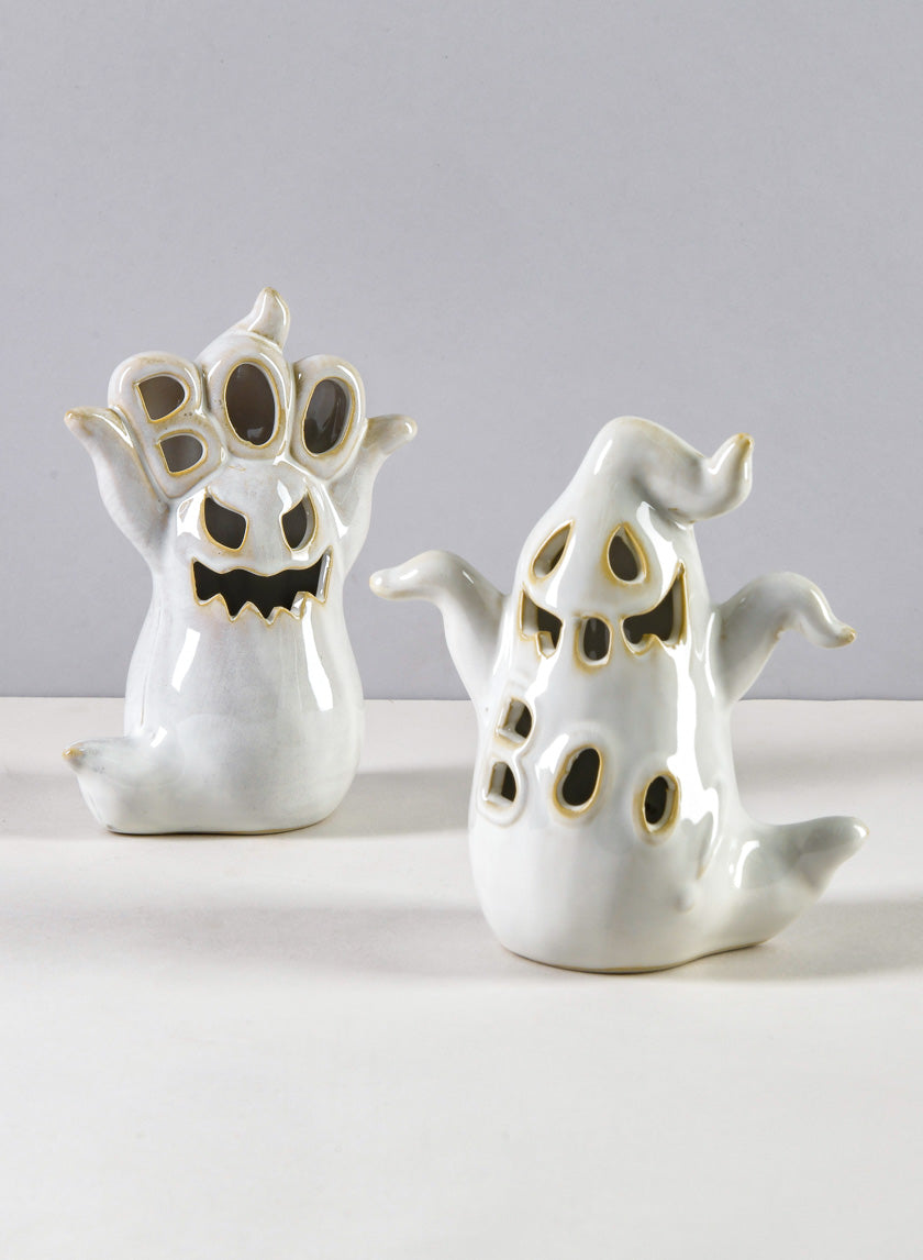 5.25in Tall Spooky Porcelain Mini Ghost With LED Light Decor Jamaligarden
