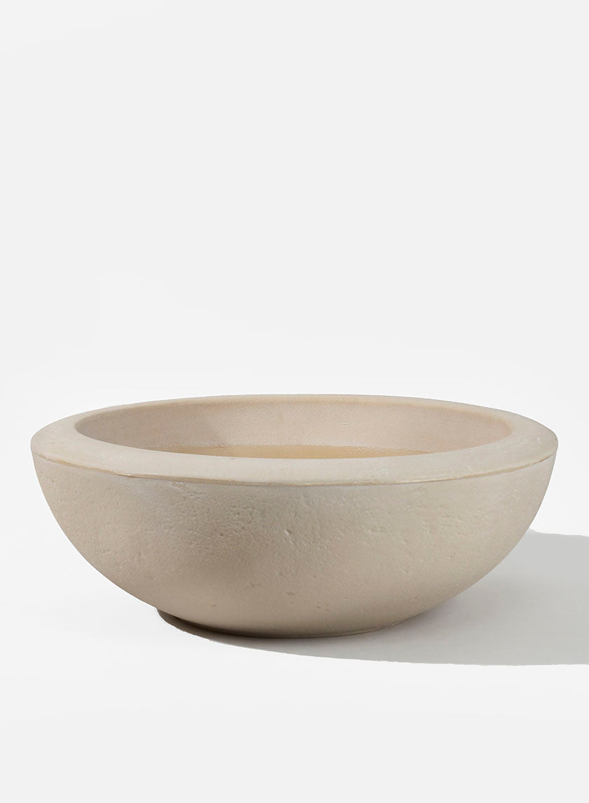 20.5in Wide Antique White Stone Lip Bowl Decor Jamaligarden