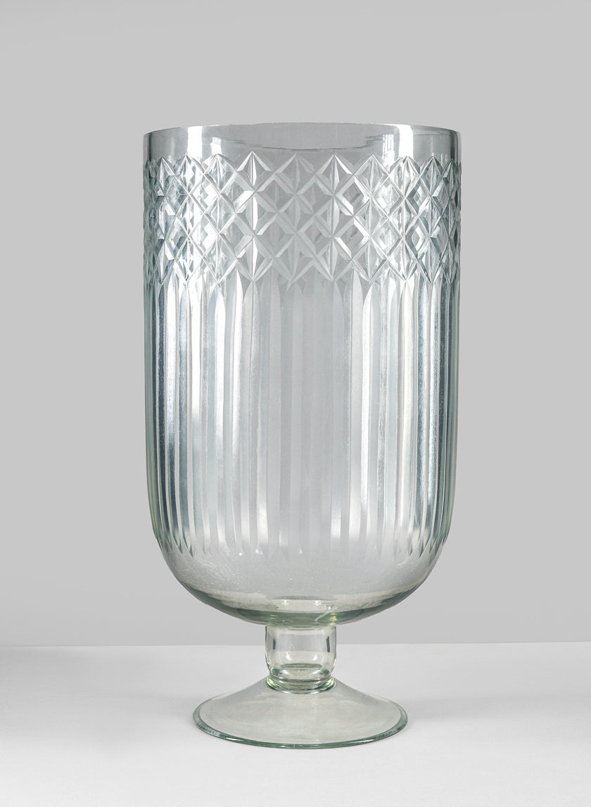 15in Tall Harem Cut Work Hurricane Glass Vase Decor Jamaligarden