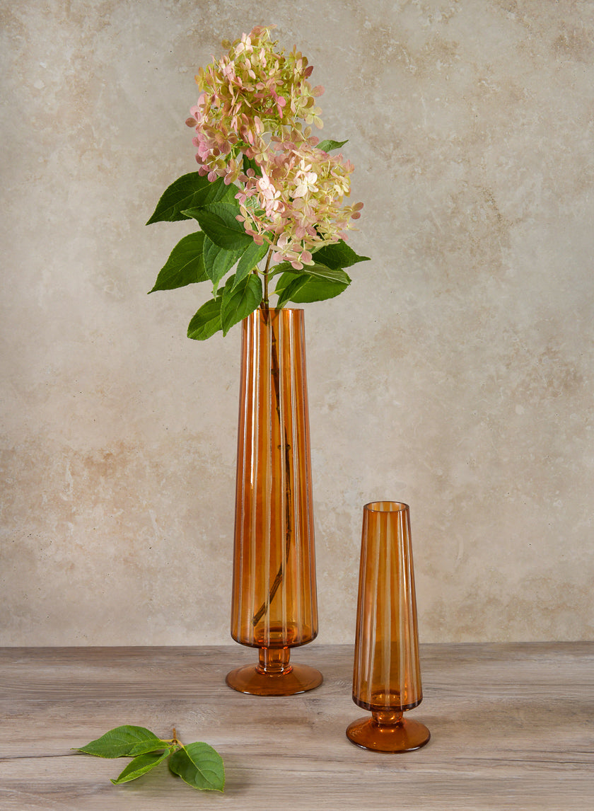 8in Tall Faris Amber Pedestal Mini Glass Vase Decor Jamaligarden