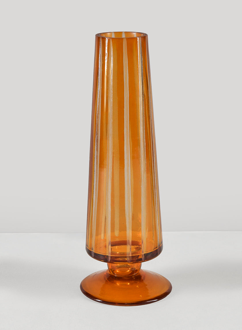 8in Tall Faris Amber Pedestal Mini Glass Vase Decor Jamaligarden