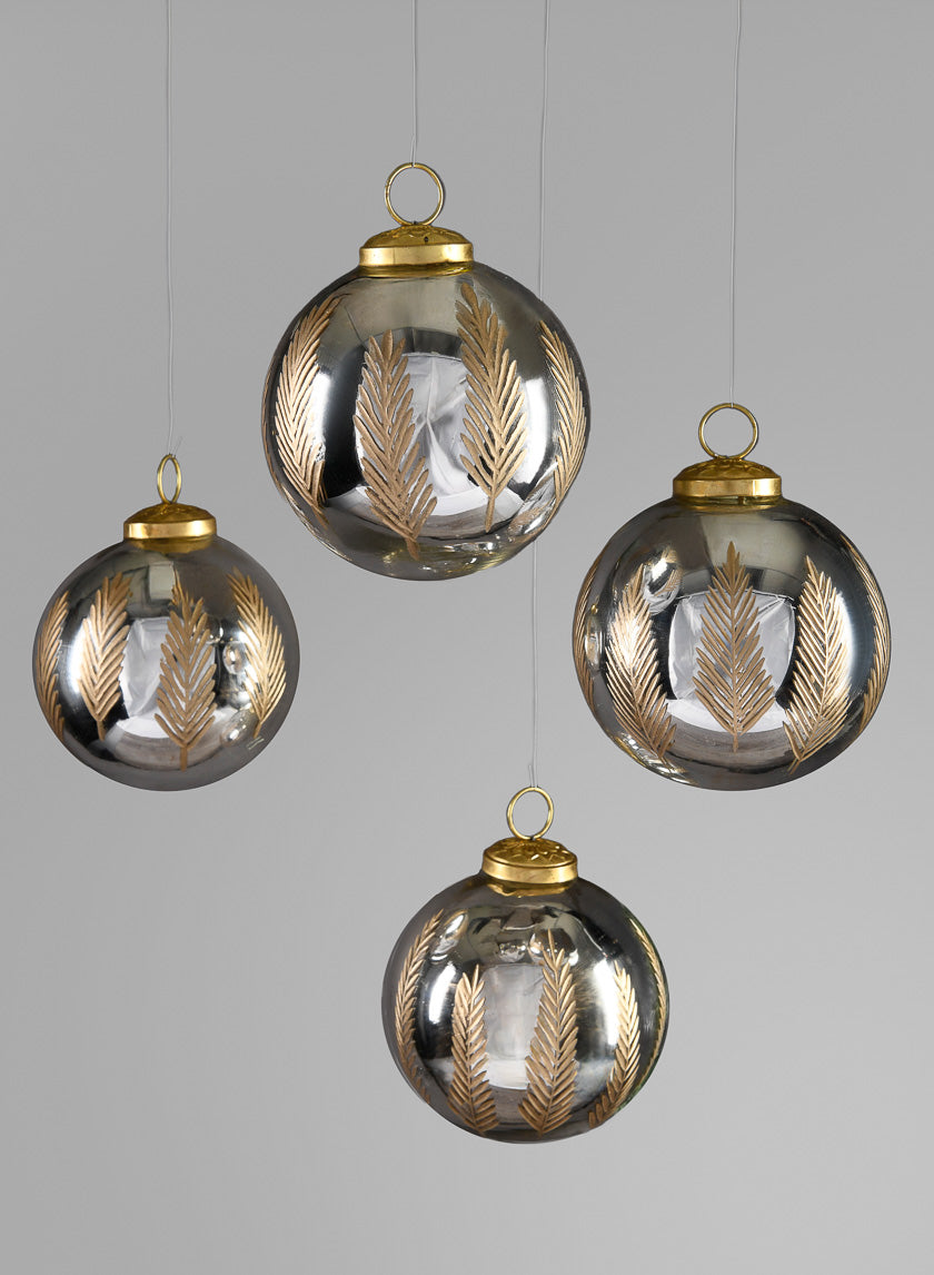 4in Round Al-Hambra Palm Leaf Silver Ornament Decor Jamaligarden