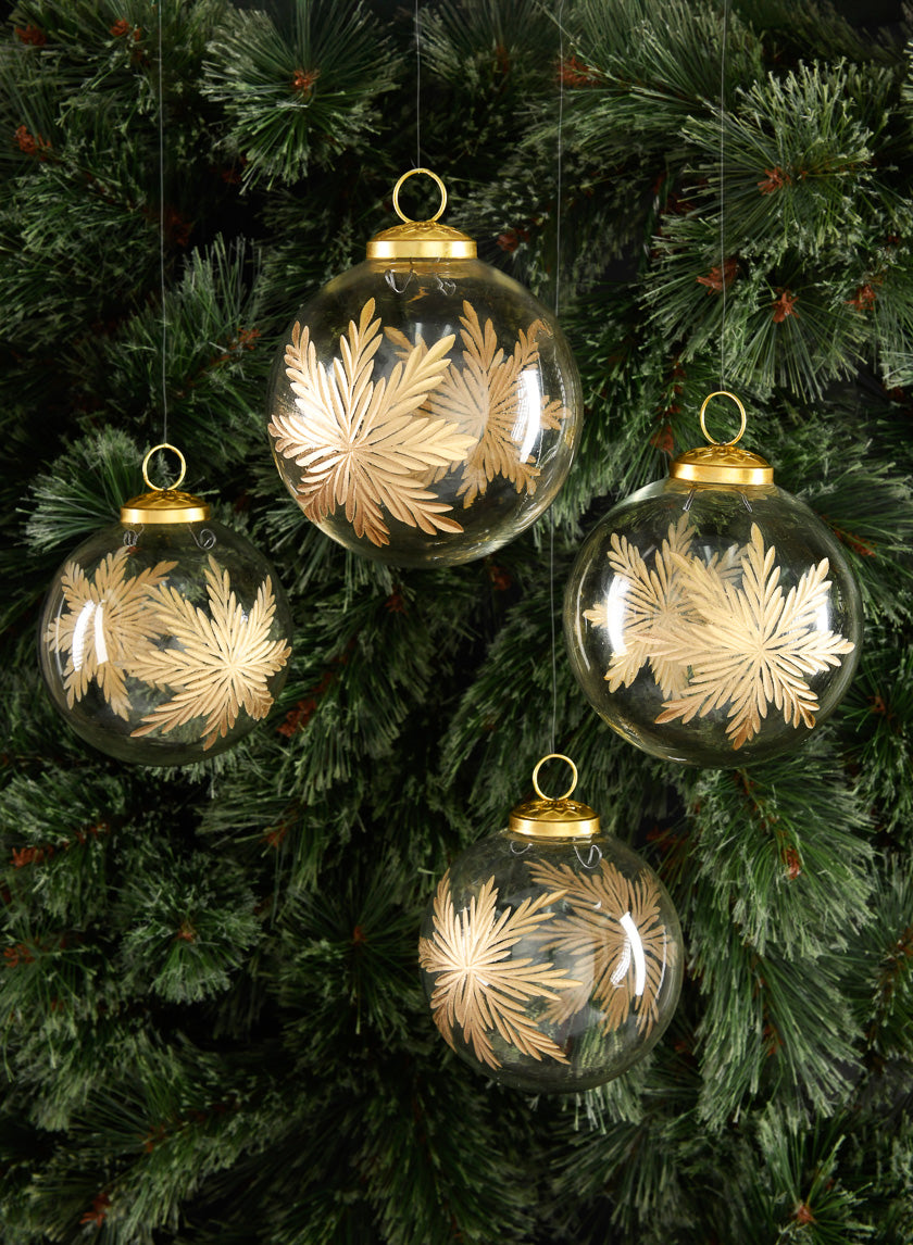 4in Round Round Zidane Gold Flake Clear Ornament Decor Jamaligarden