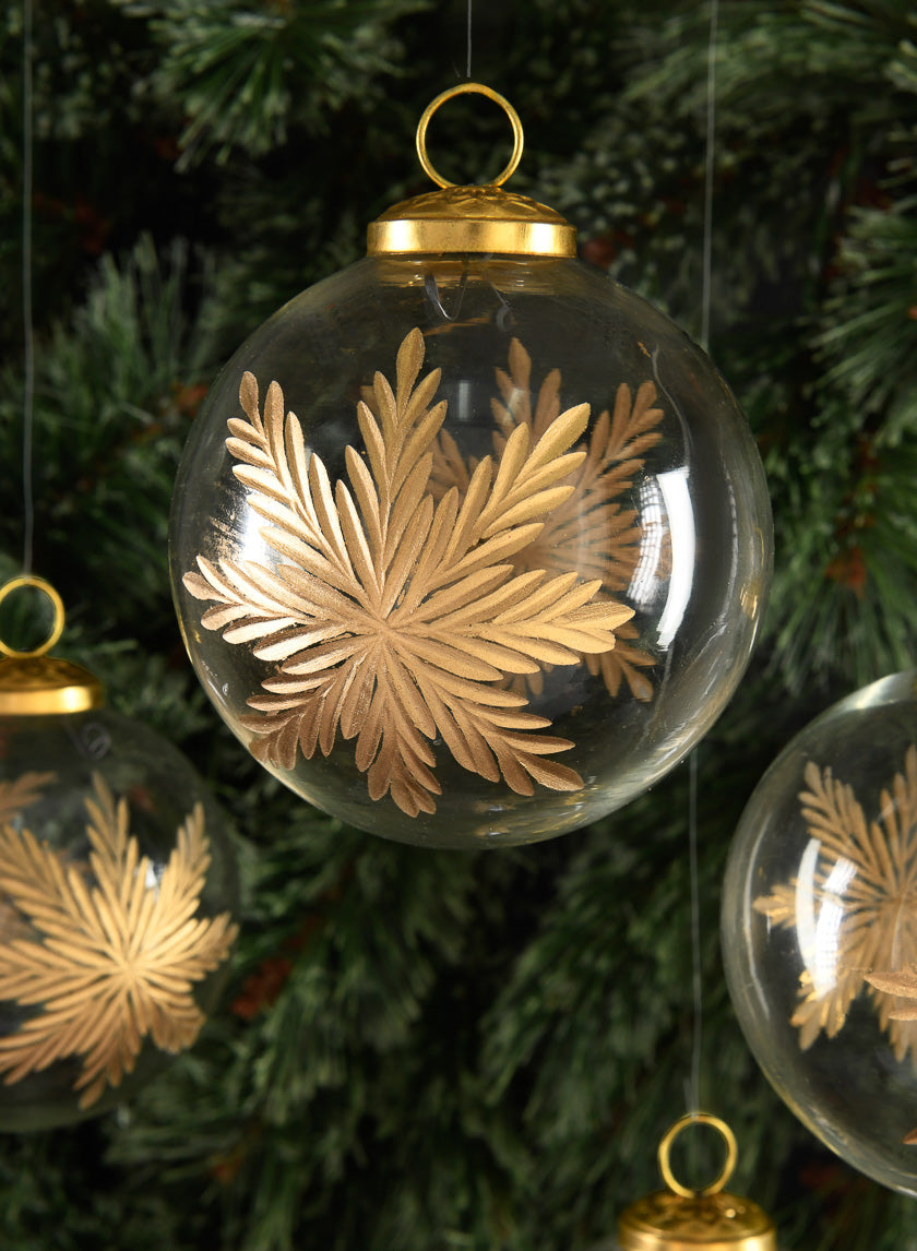 4in Round Round Zidane Gold Flake Clear Ornament Decor Jamaligarden