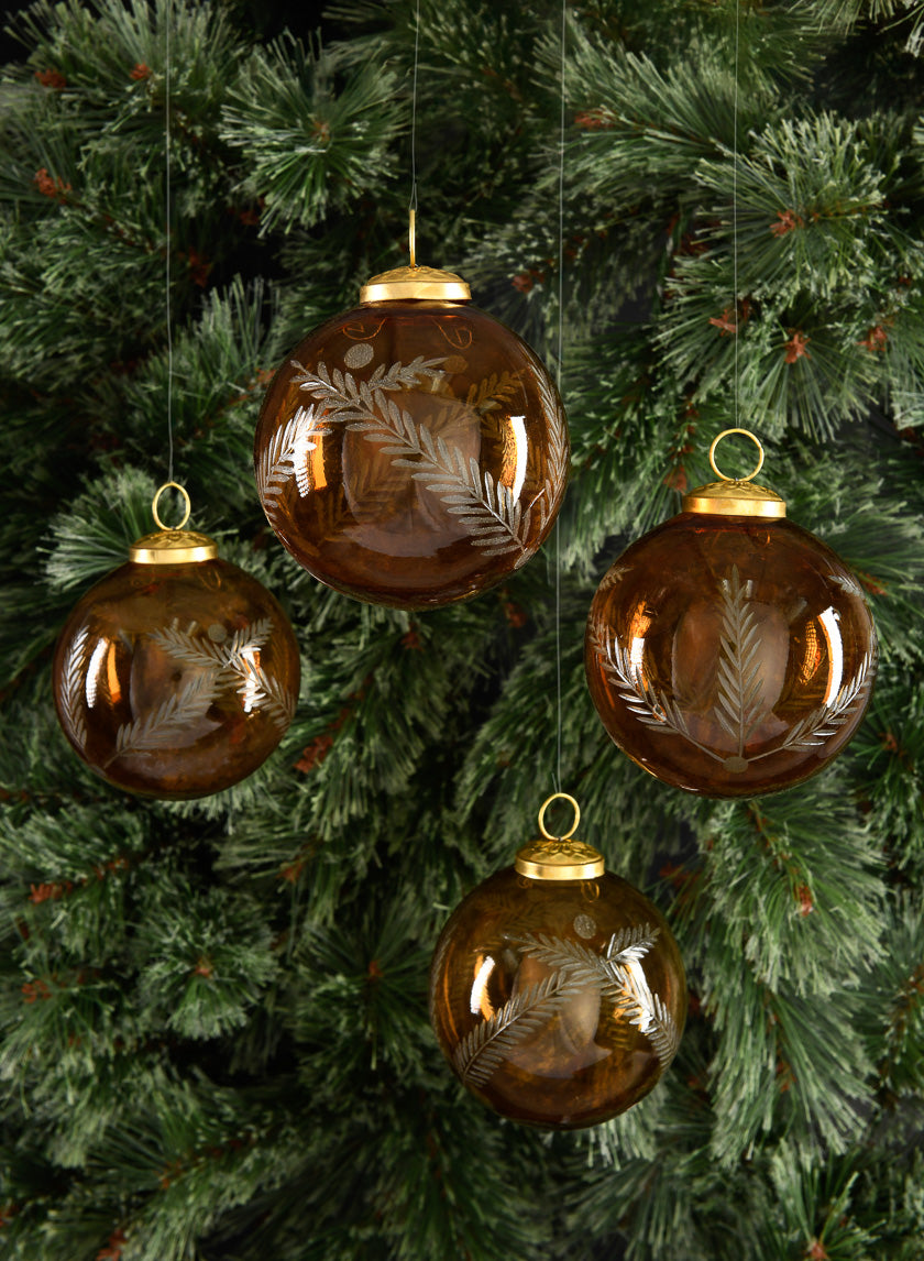 4in Round Almira Palm Amber Luster Ornament Decor Jamaligarden