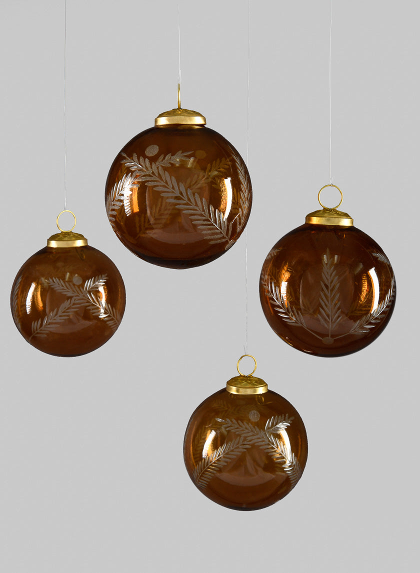 4in Round Almira Palm Amber Luster Ornament Decor Jamaligarden