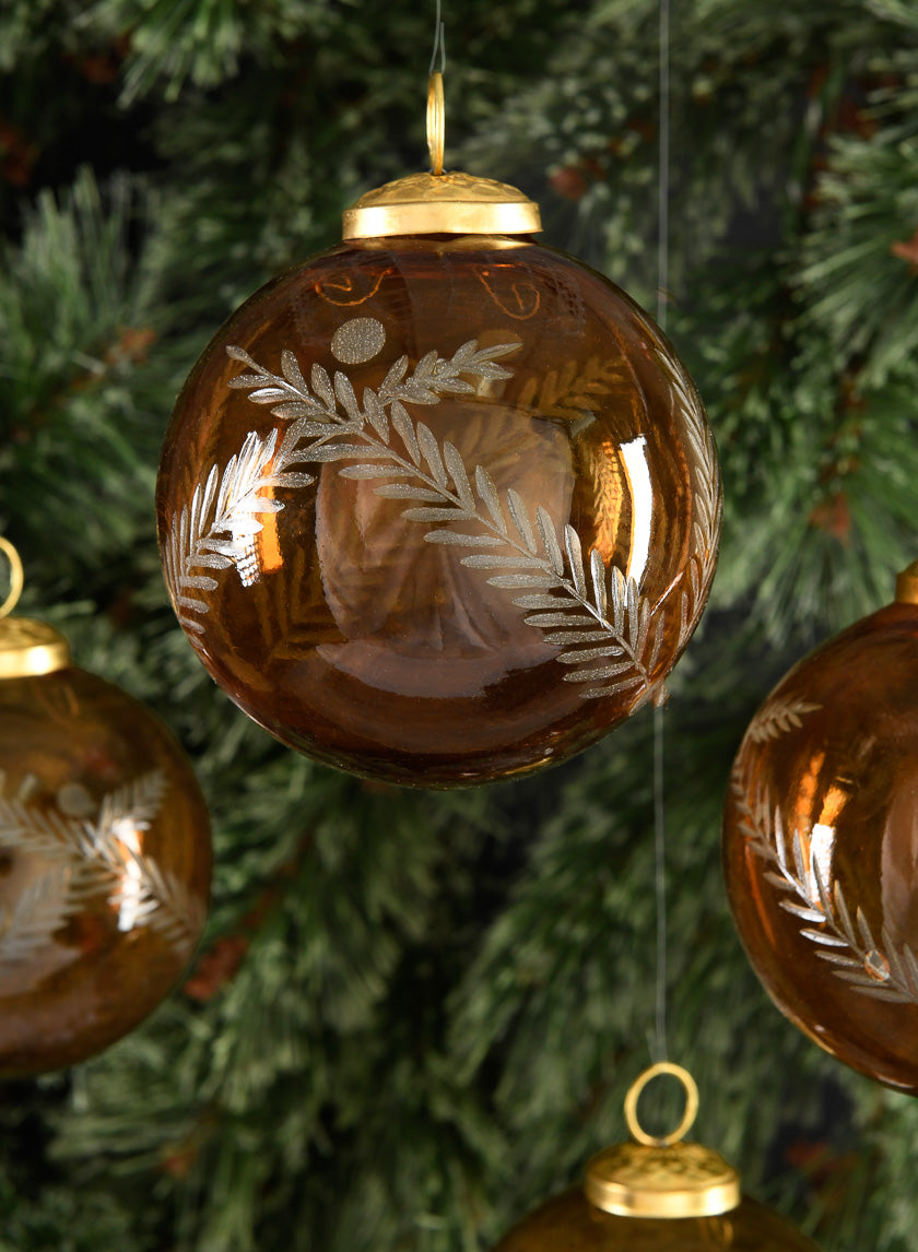 4in Round Almira Palm Amber Luster Ornament Decor Jamaligarden