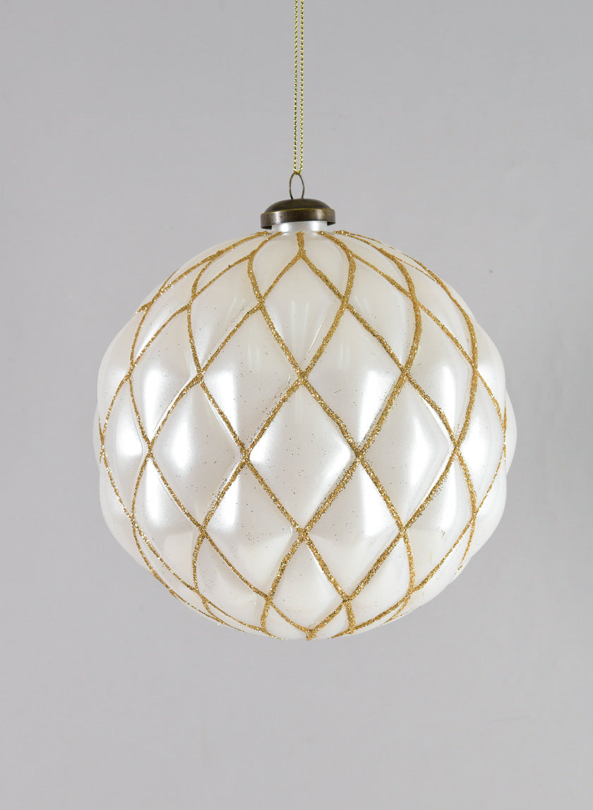 6in Round Pearl Gold Line Ornament Decor Jamaligarden