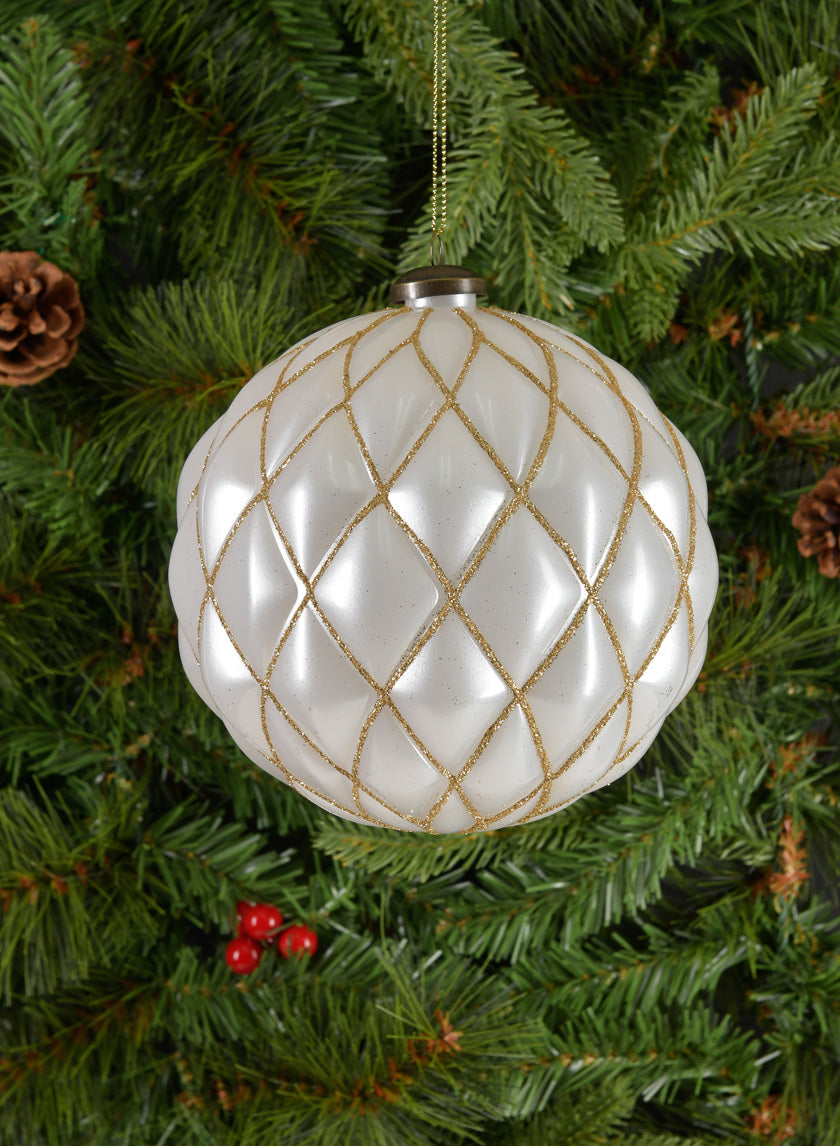 6in Round Pearl Gold Line Ornament Decor Jamaligarden