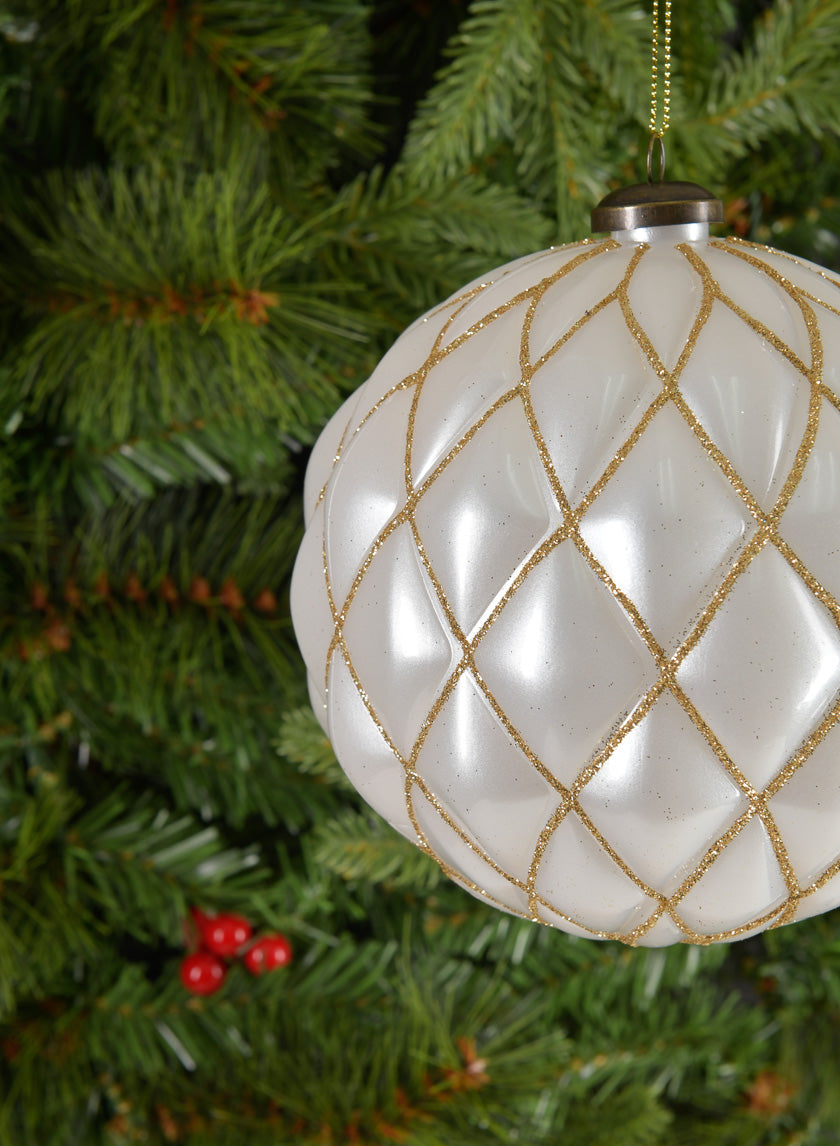 6in Round Pearl Gold Line Ornament Decor Jamaligarden