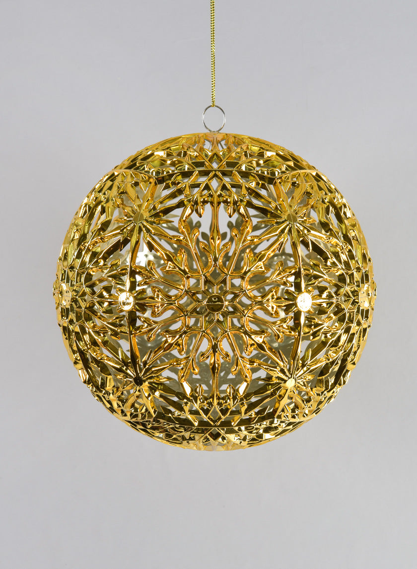 8in Round Shiny Gold Snowflake Ball Decor Jamaligarden
