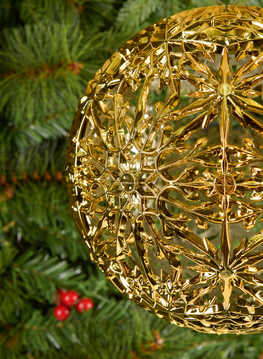 8in Round Shiny Gold Snowflake Ball Decor Jamaligarden