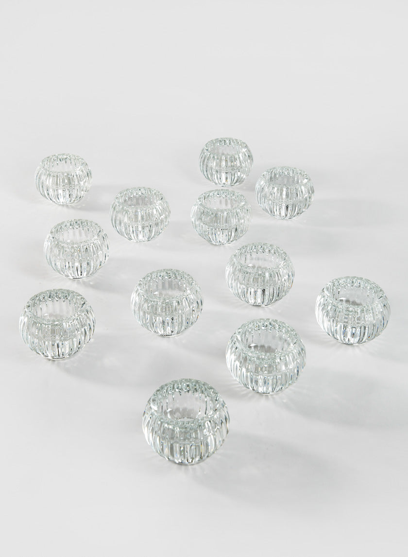 2in Tall Clear Pleated Tealight Holder Decor Jamaligarden