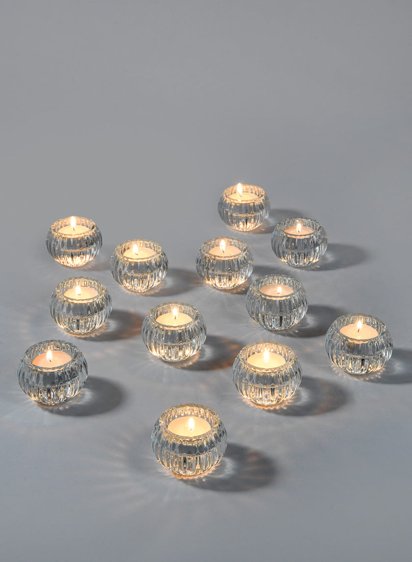 2in Tall Clear Pleated Tealight Holder Decor Jamaligarden
