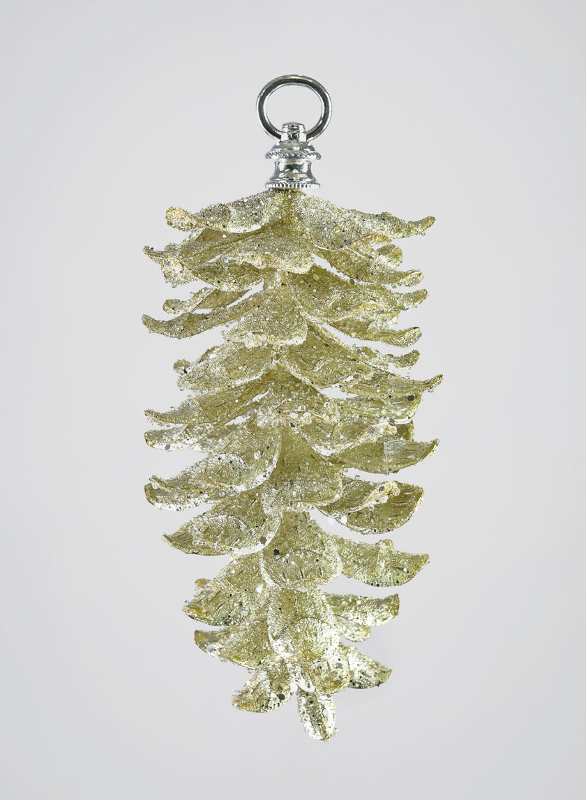 10in Long Gold Glitter Pinecone Decor Jamaligarden