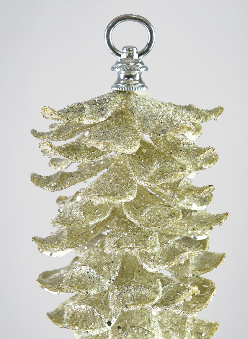 10in Long Gold Glitter Pinecone Decor Jamaligarden