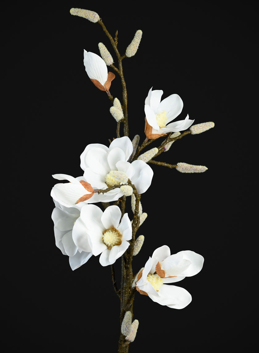 48in Long Real Touch Real Look Blooming Magnolia Flowers Stem Decor Jamaligarden