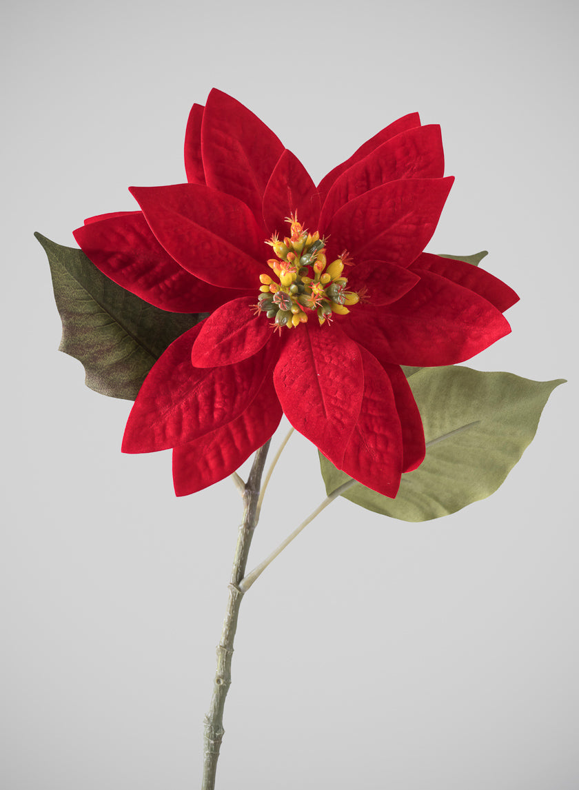 24in Long Real Touch Real Look Red Poinsettia Stem Decor Jamaligarden
