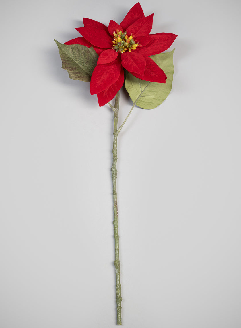 24in Long Real Touch Real Look Red Poinsettia Stem Decor Jamaligarden
