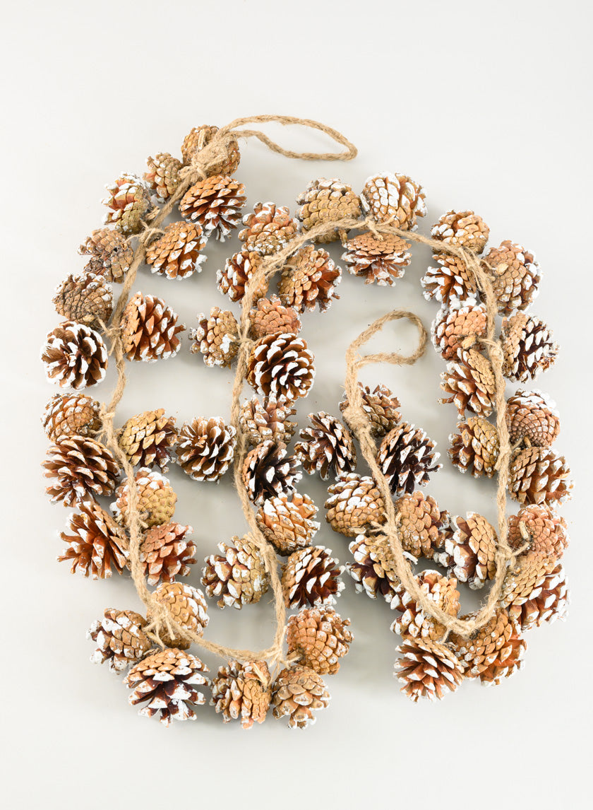 6ft Long White Tips Pinecones Garland Decor Jamaligarden