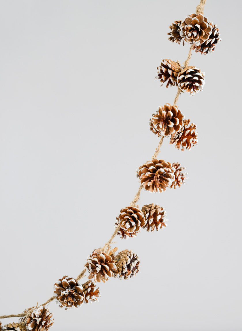 6ft Long White Tips Pinecones Garland Decor Jamaligarden