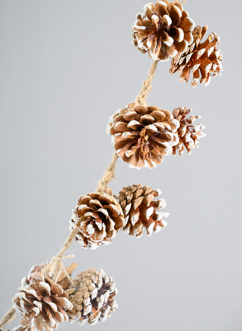 6ft Long White Tips Pinecones Garland Decor Jamaligarden