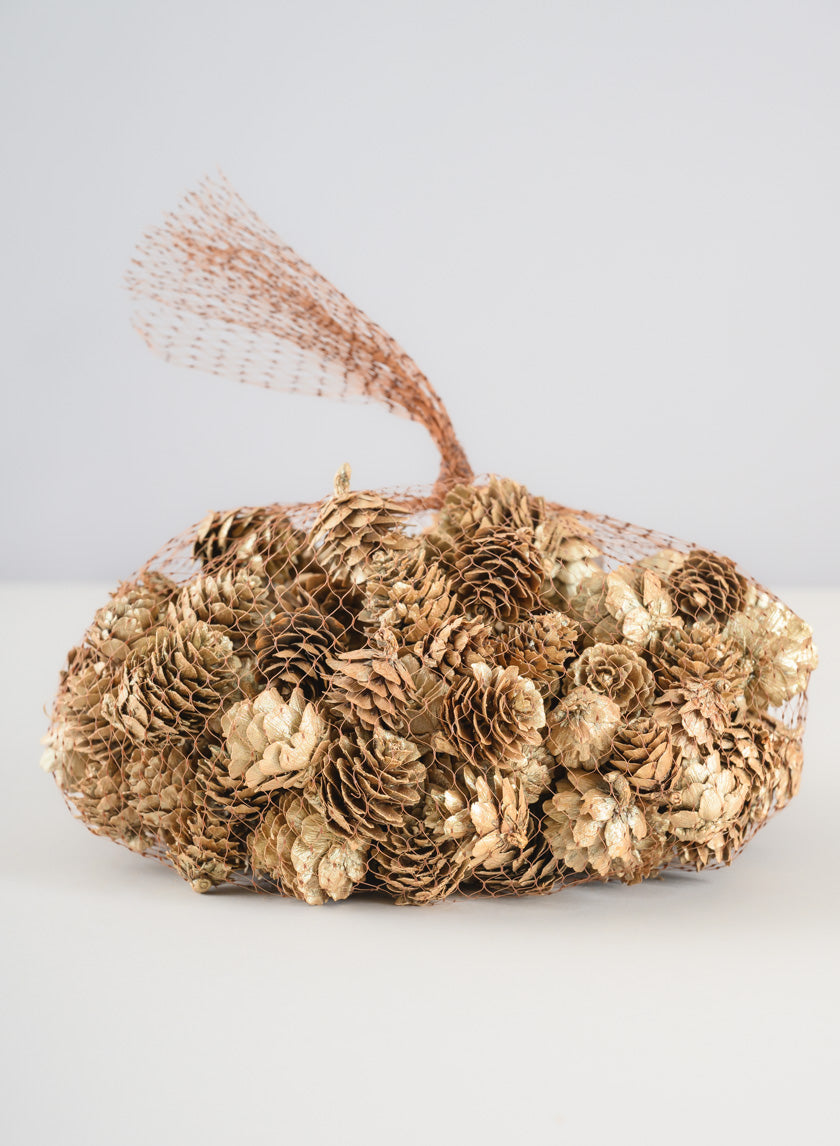 250G Champagne Mini Pinecones in Net Bag Decor Jamaligarden
