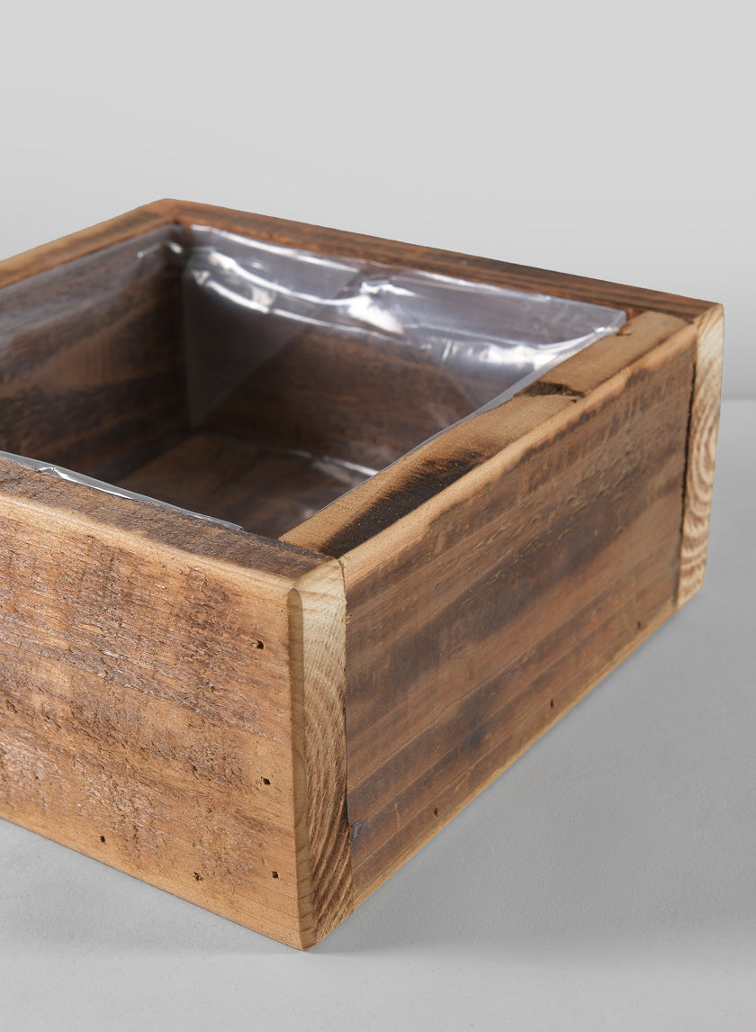 8in Long Burnt Wood Low Flower Box Decor Jamaligarden