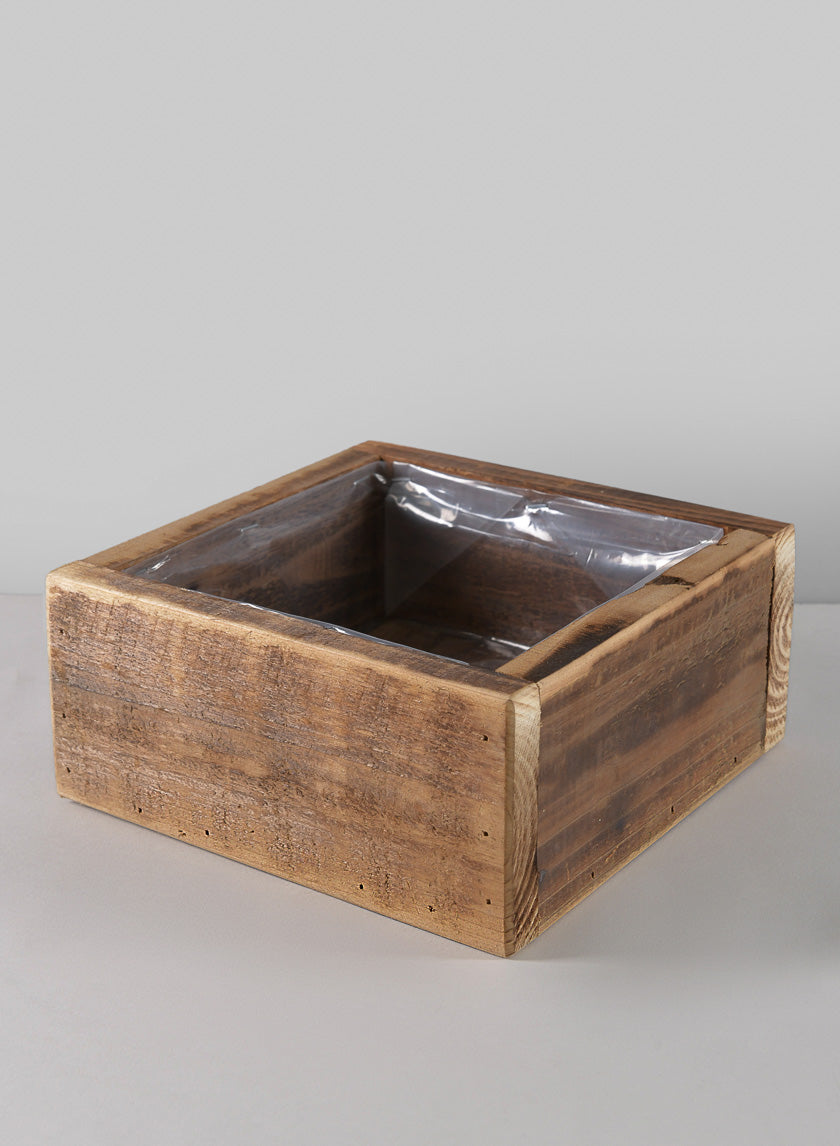 8in Long Burnt Wood Low Flower Box Decor Jamaligarden