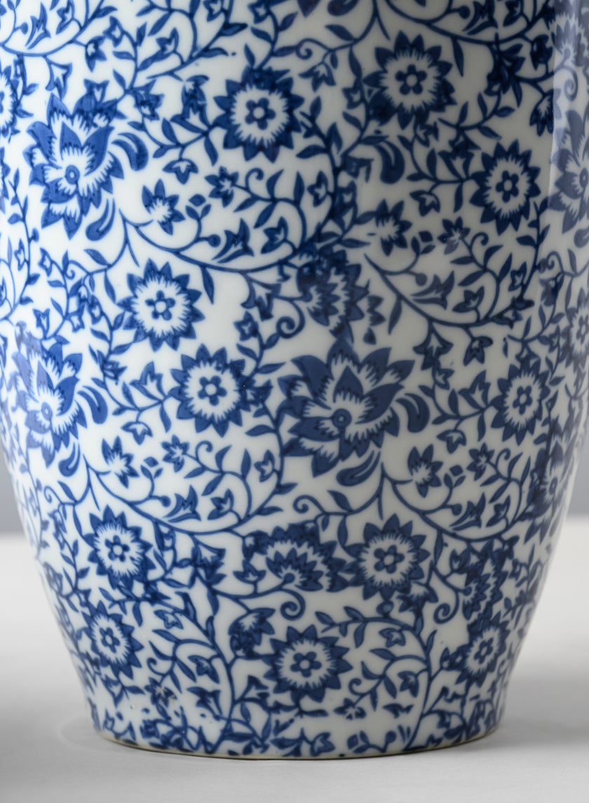 11in Tall Qing Dynasty Blue Floral Ceramic Vase Decor Jamaligarden