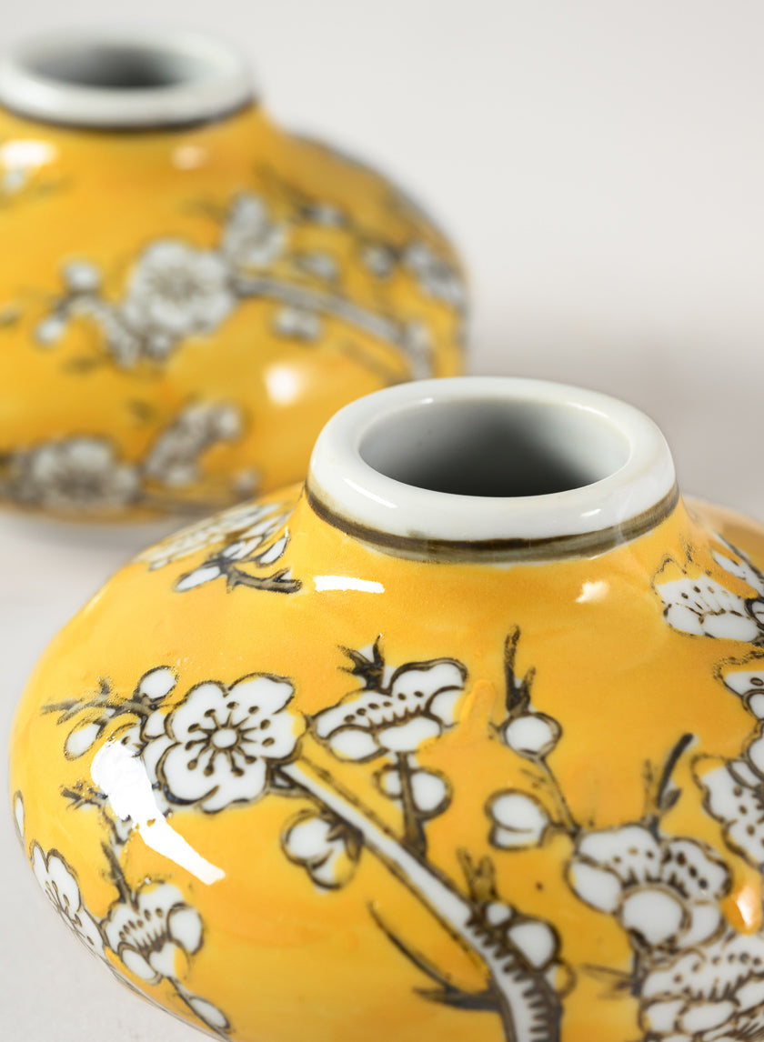 4in Wide Ming Safron Bud Ceramic Vase, Set of 2 Decor Jamaligarden