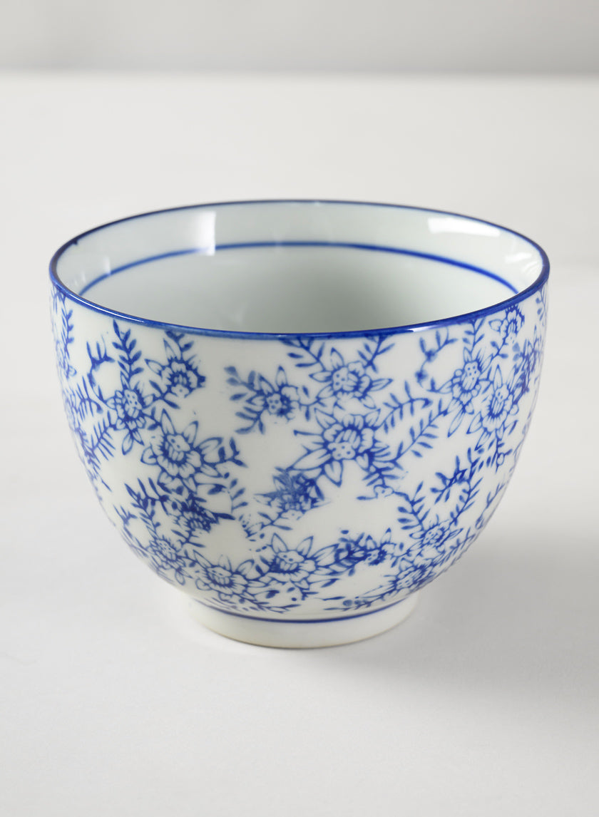 3.25in Tall Qing Dynasty Blue Floral Ceramic Bowls, Set of 2 Decor Jamaligarden