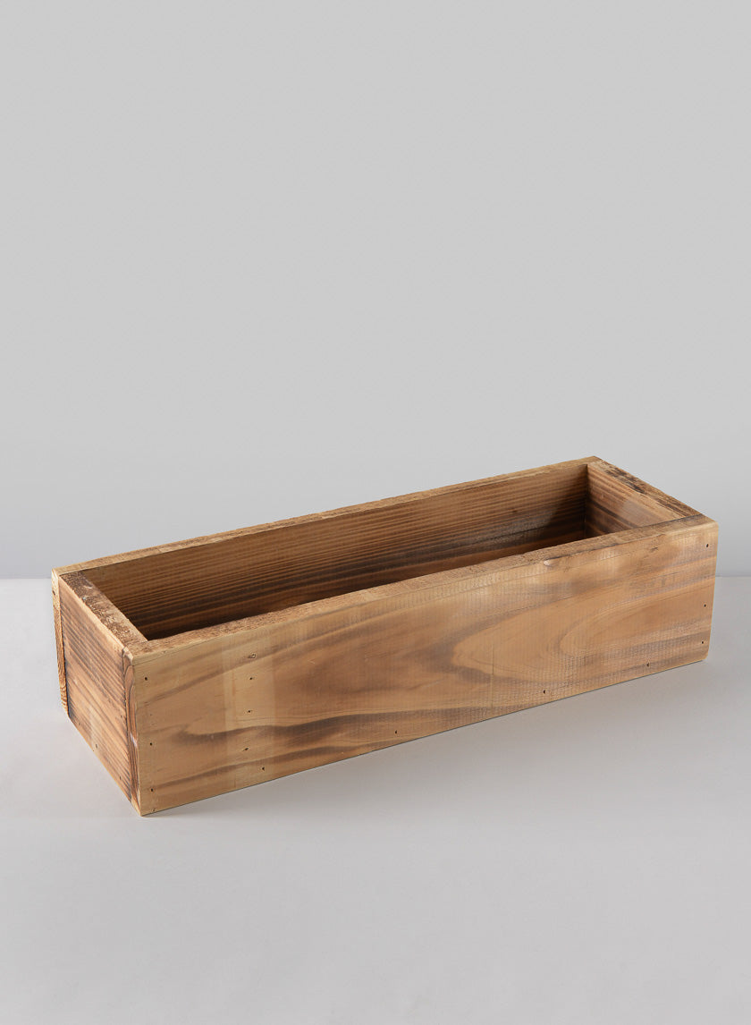 15.75in Long Burnt Wood Flower Box Decor Jamaligarden