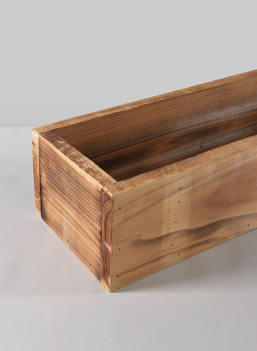 15.75in Long Burnt Wood Flower Box Decor Jamaligarden