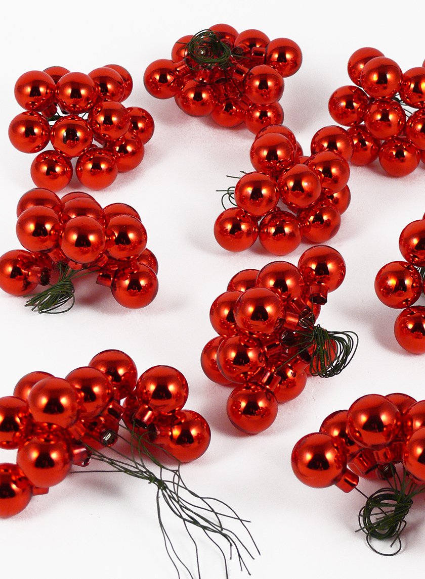 1in Round Shiny Red Glass Balls on Picks (25mm) Decor Jamaligarden