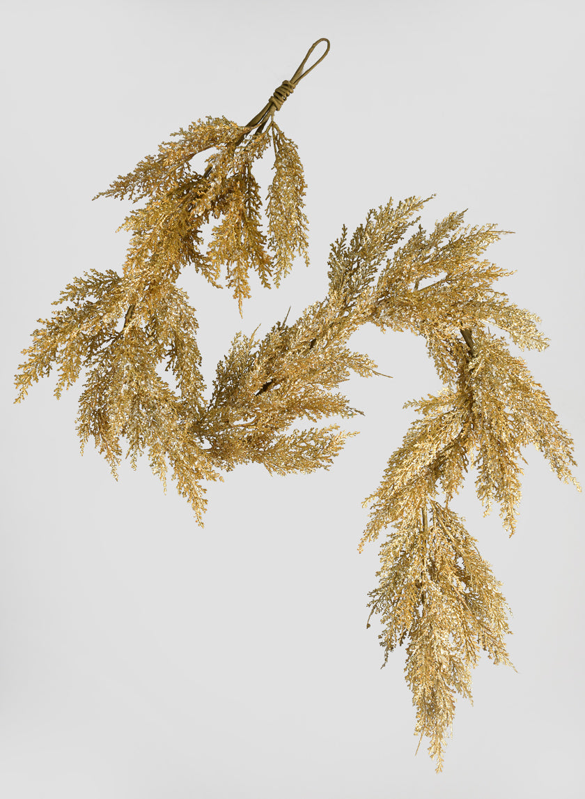 65in Long Gold Glitter Cedar Garland Decor Jamaligarden