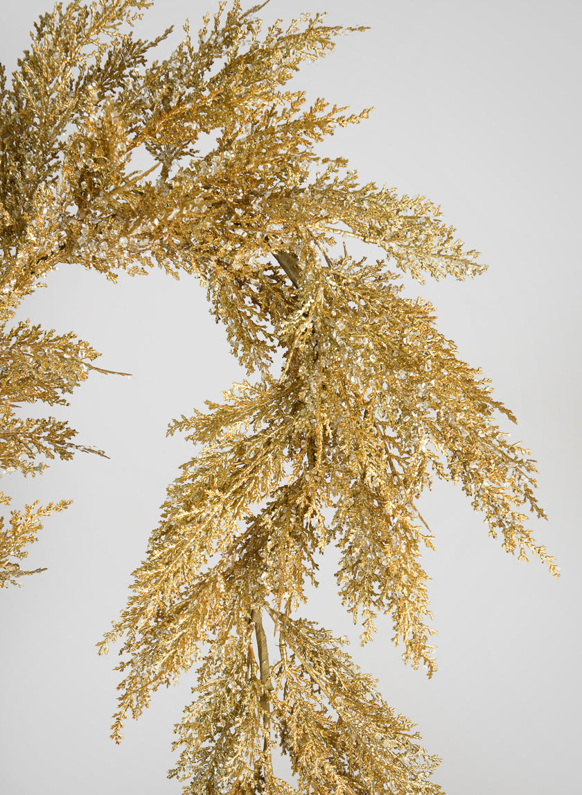 65in Long Gold Glitter Cedar Garland Decor Jamaligarden