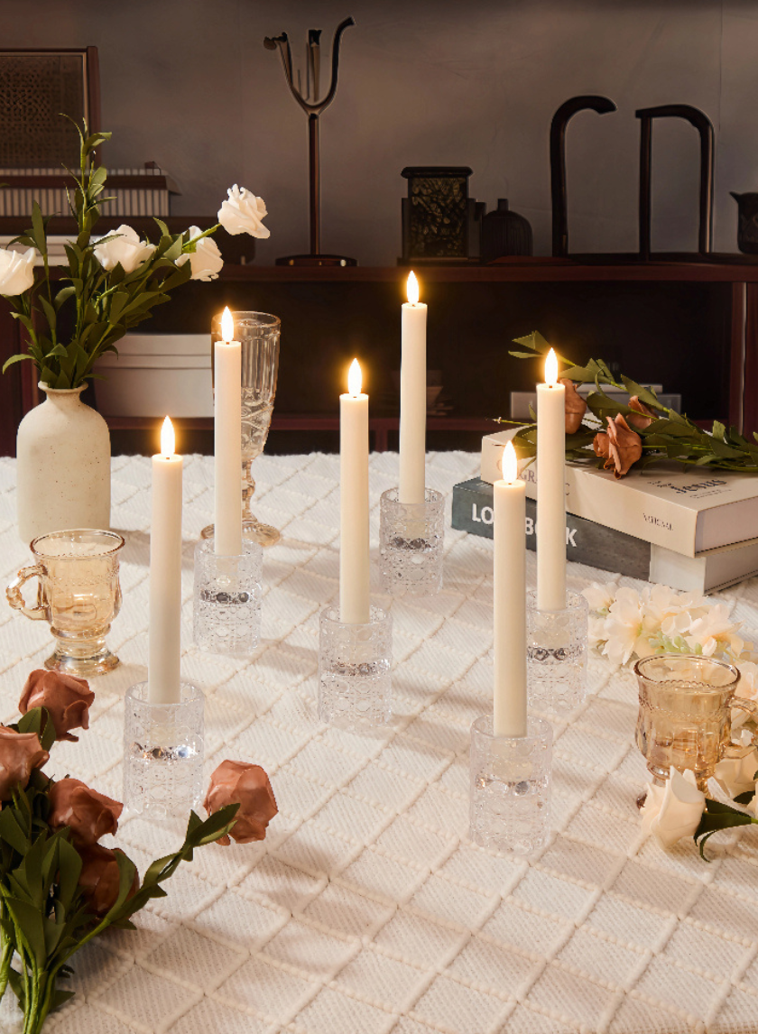9in Tall White Taper Candles with Remote, Set of 6 Decor Jamaligarden