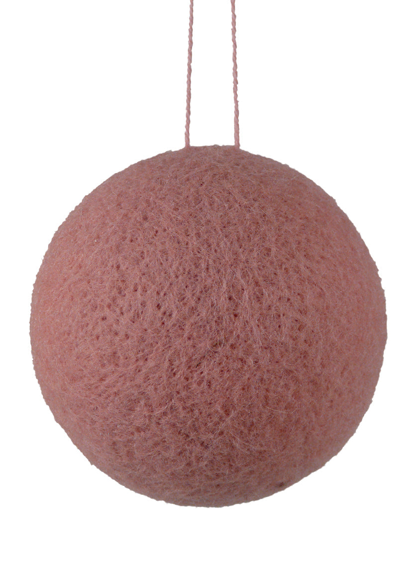 3.5in Round Pink Wool Ball Ornament Decor Jamaligarden