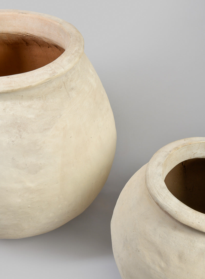 Petra Aged White Wash Fishbowl Planter Decor Jamaligarden