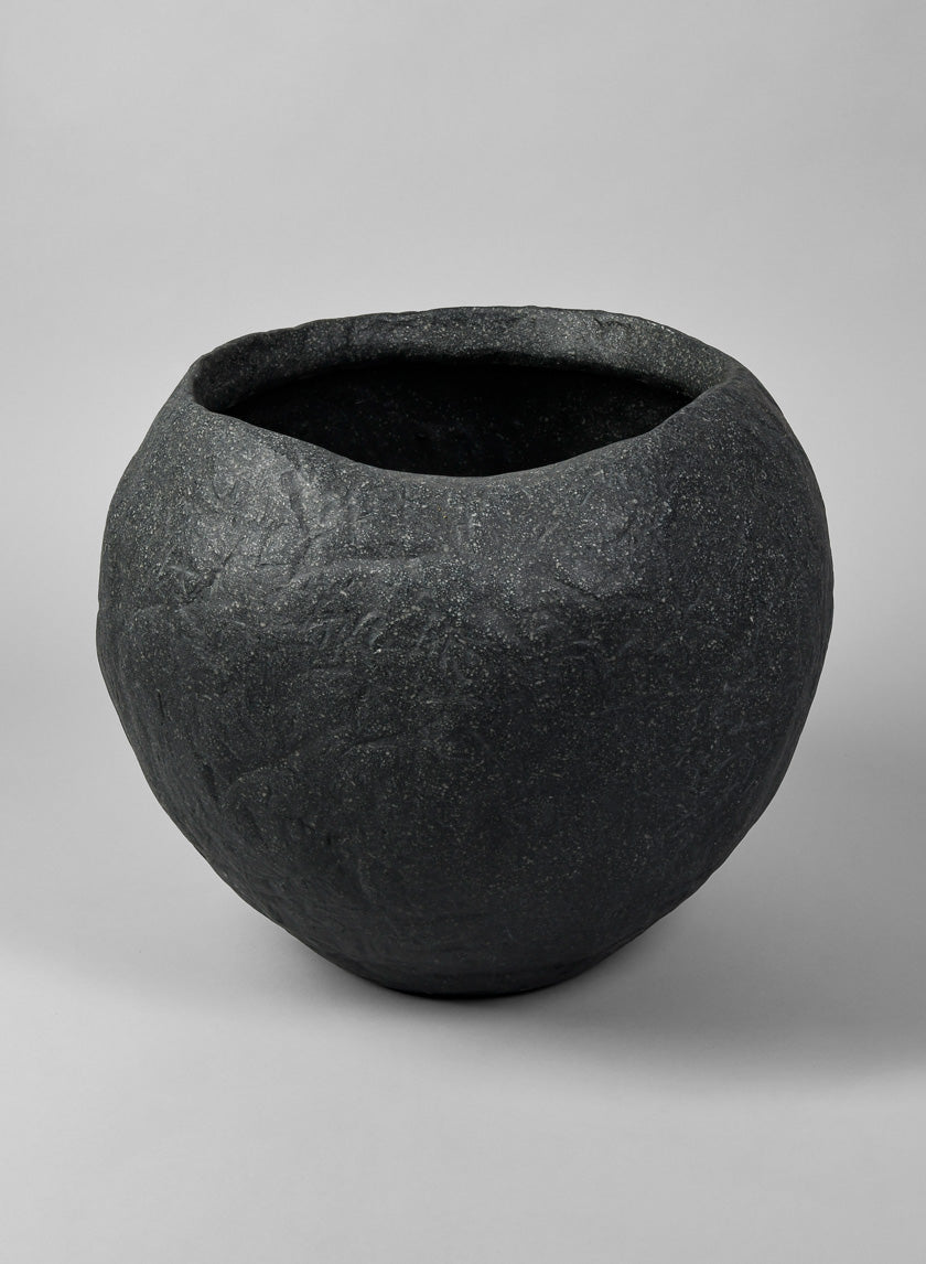 Shirak Poly-Stone Rough Black Planter Decor Jamaligarden Black 24in Tall EACH