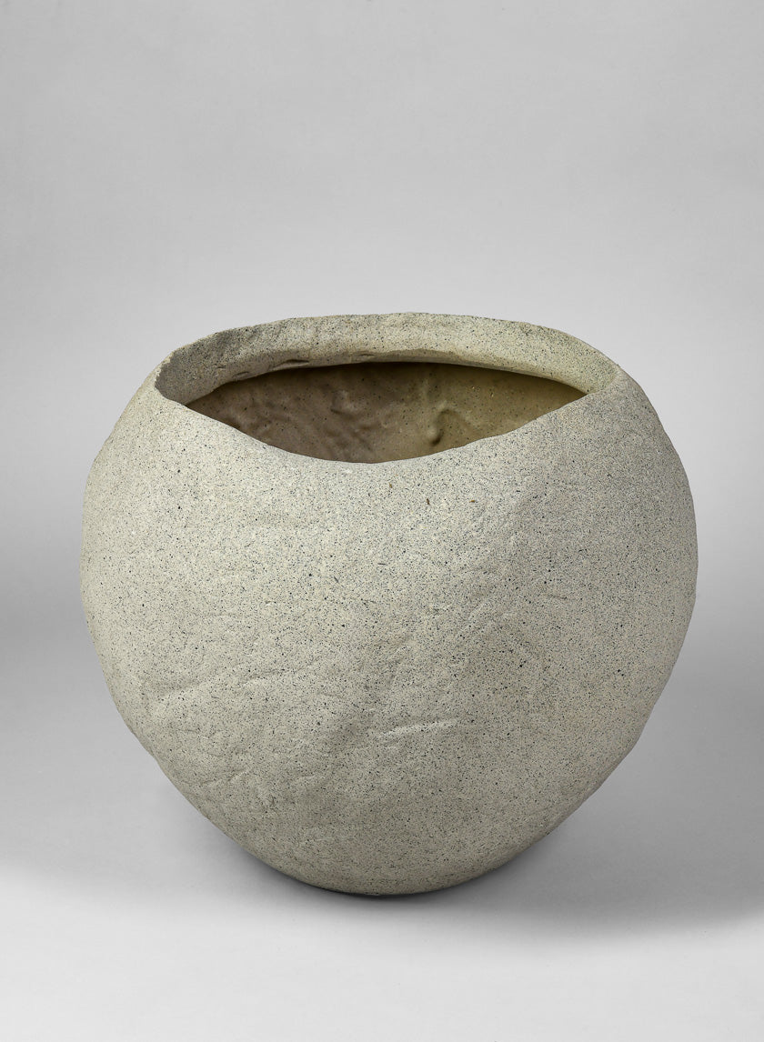 13in Tall Shirak Poly-Stone Sand Beige Planter Decor Jamaligarden