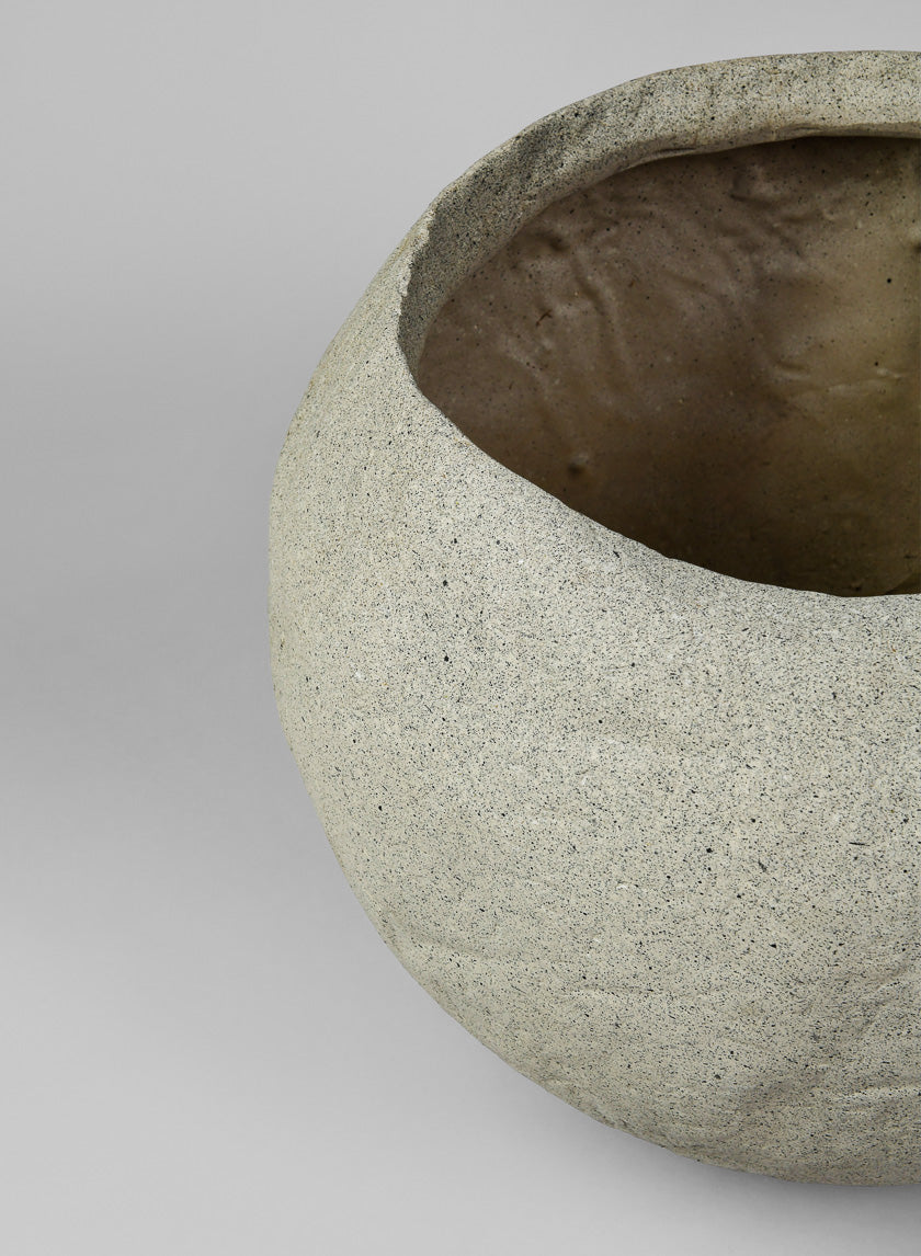 13in Tall Shirak Poly-Stone Sand Beige Planter Decor Jamaligarden