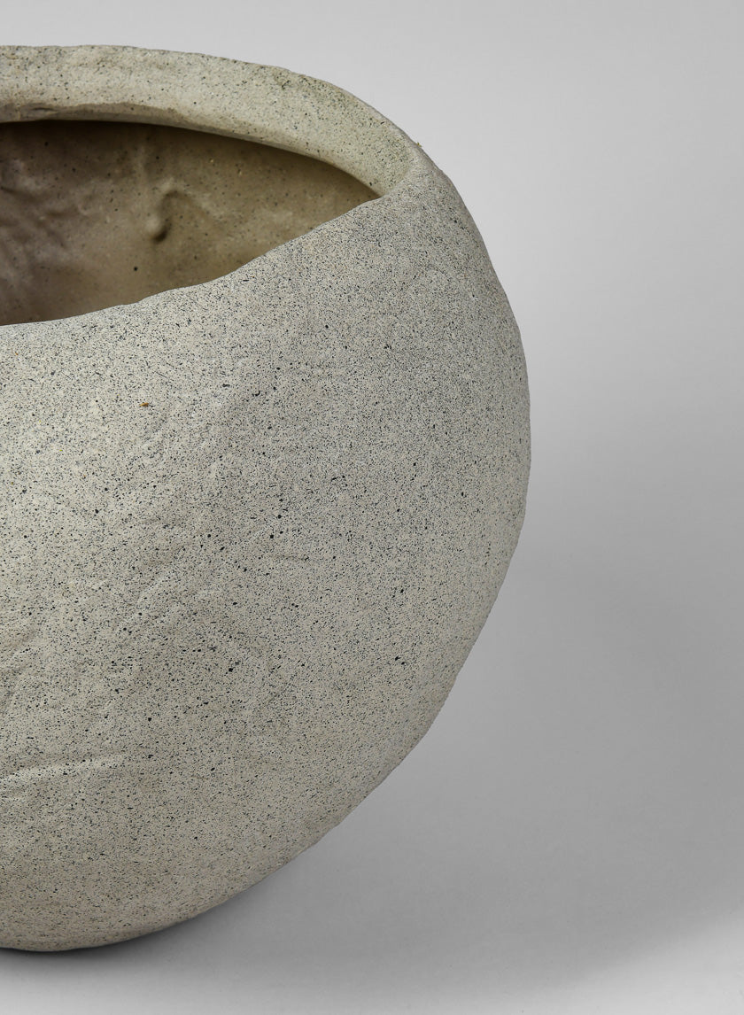 13in Tall Shirak Poly-Stone Sand Beige Planter Decor Jamaligarden