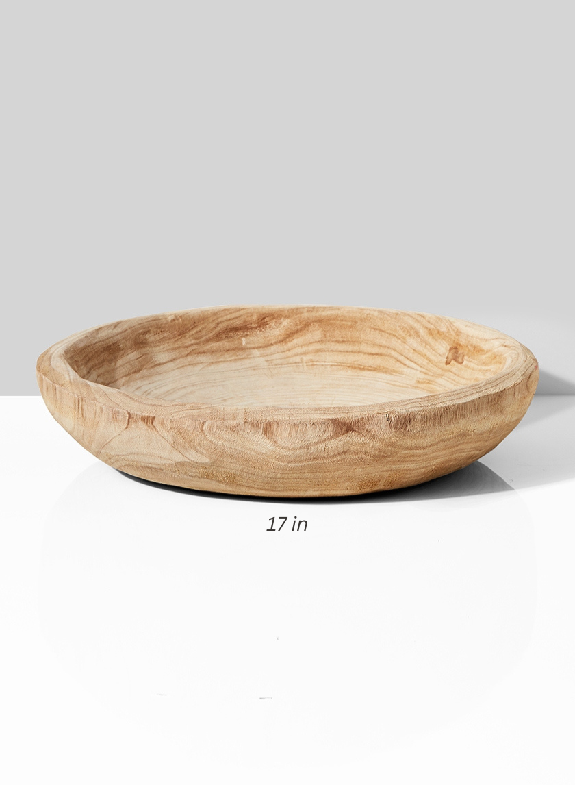 Round Paulownia Wood Tray Decor Jamaligarden Natural 17in Wide EACH