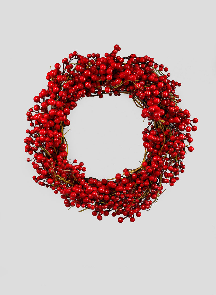 20in Wide Red Berries Wreath Decor Jamaligarden