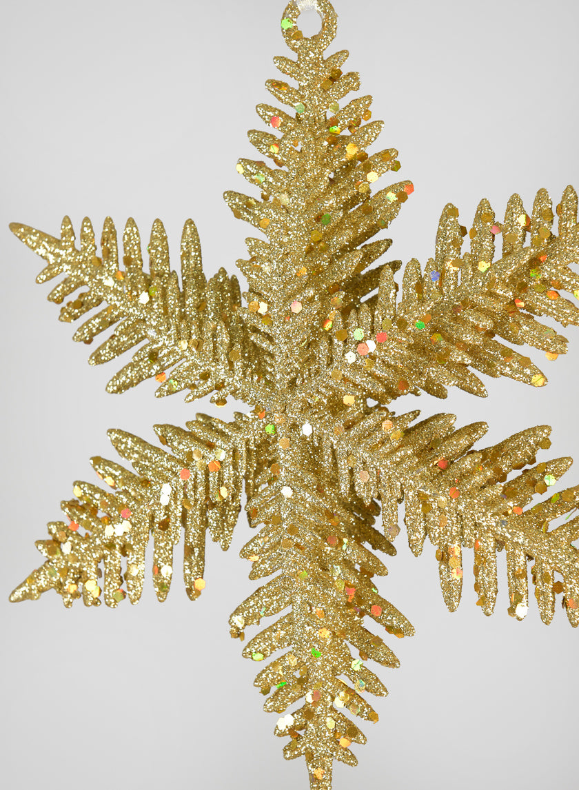9in Long Gold Glitter Snowflake Ornament Decor Jamaligarden